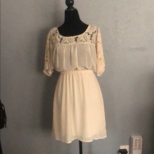 White Cream Lace Sun Dress with Button detailing
